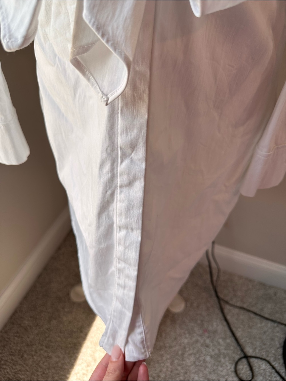 Zara White Stretch Poplin Shirt Dress Large Mini MultiWay Tie Bachelorette Party - Picture 8 of 11